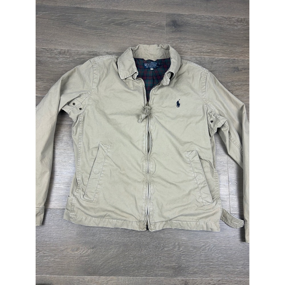 Polo Ralph Lauren Harrington Jacket Tan Cotton Plaid Lined Mens Small